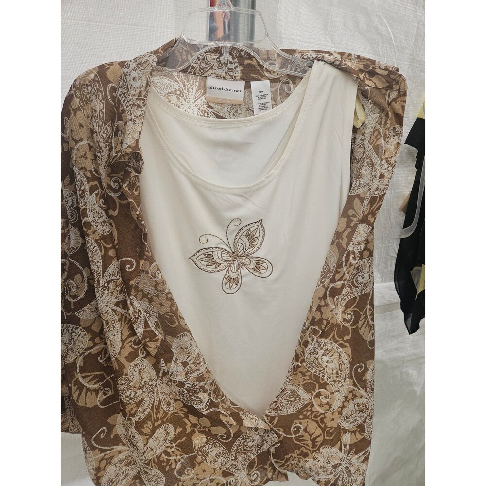Alfred Dunner Women's 2 Piece Set 20W Butterfly Print